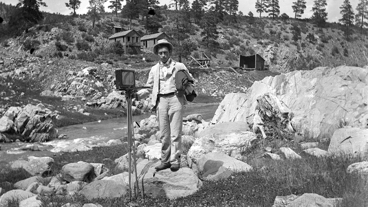 Rex Studio. Photographer or photographer's assistant near Las Vegas, New Mexico, ca. 1910. Palace of the Governors Photo Archives, Negative No. 070835 